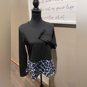 Super Cute Long Sleeve Tee with Animal Print Bottom Size XL